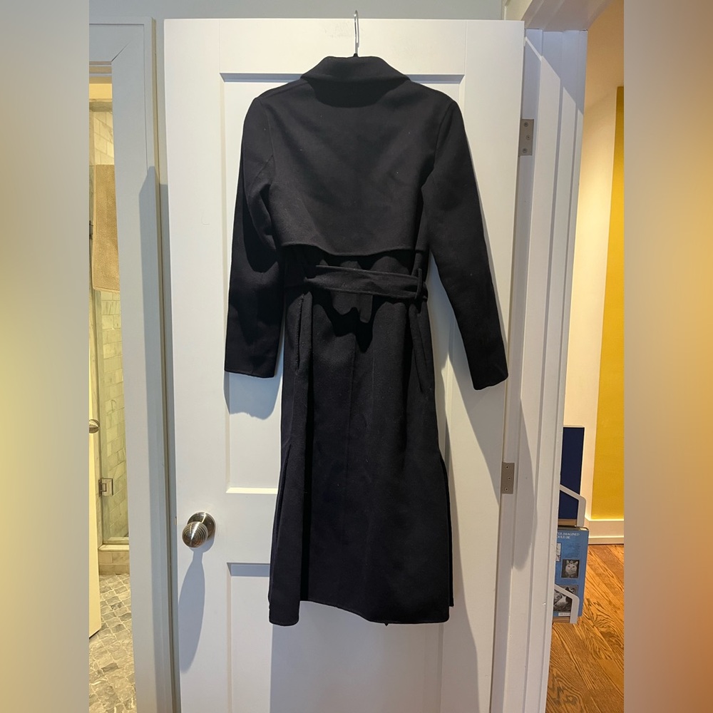 SOLD Massimo Dutti Hand Made Navy Blue Wool Wrap Coat - Picture 9 of 12